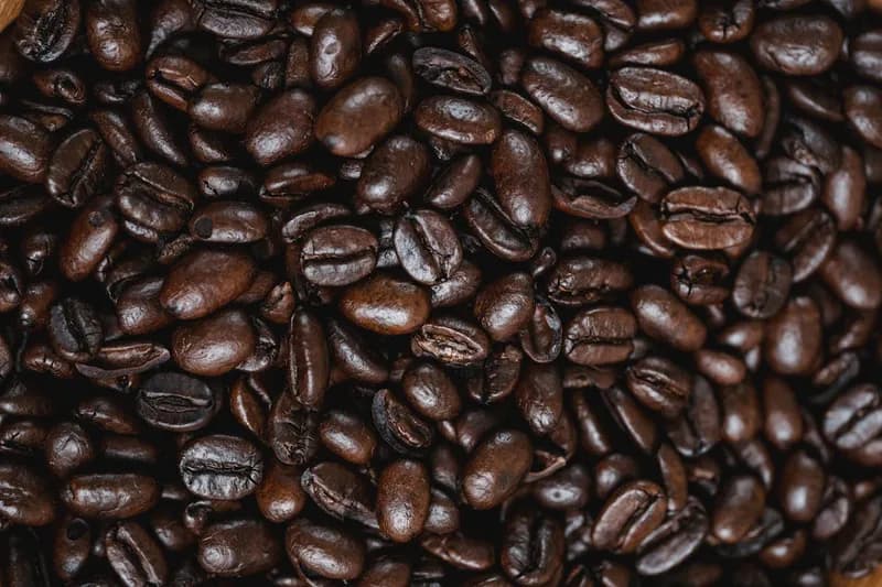 Dark roasted coffee beans close-up